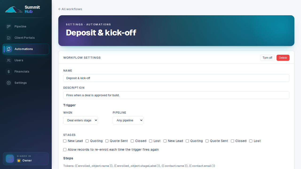 A configured automation workflow