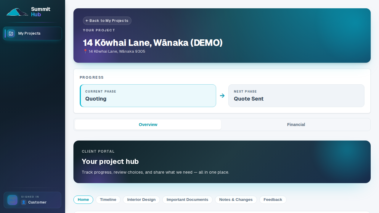Customer portal project feed